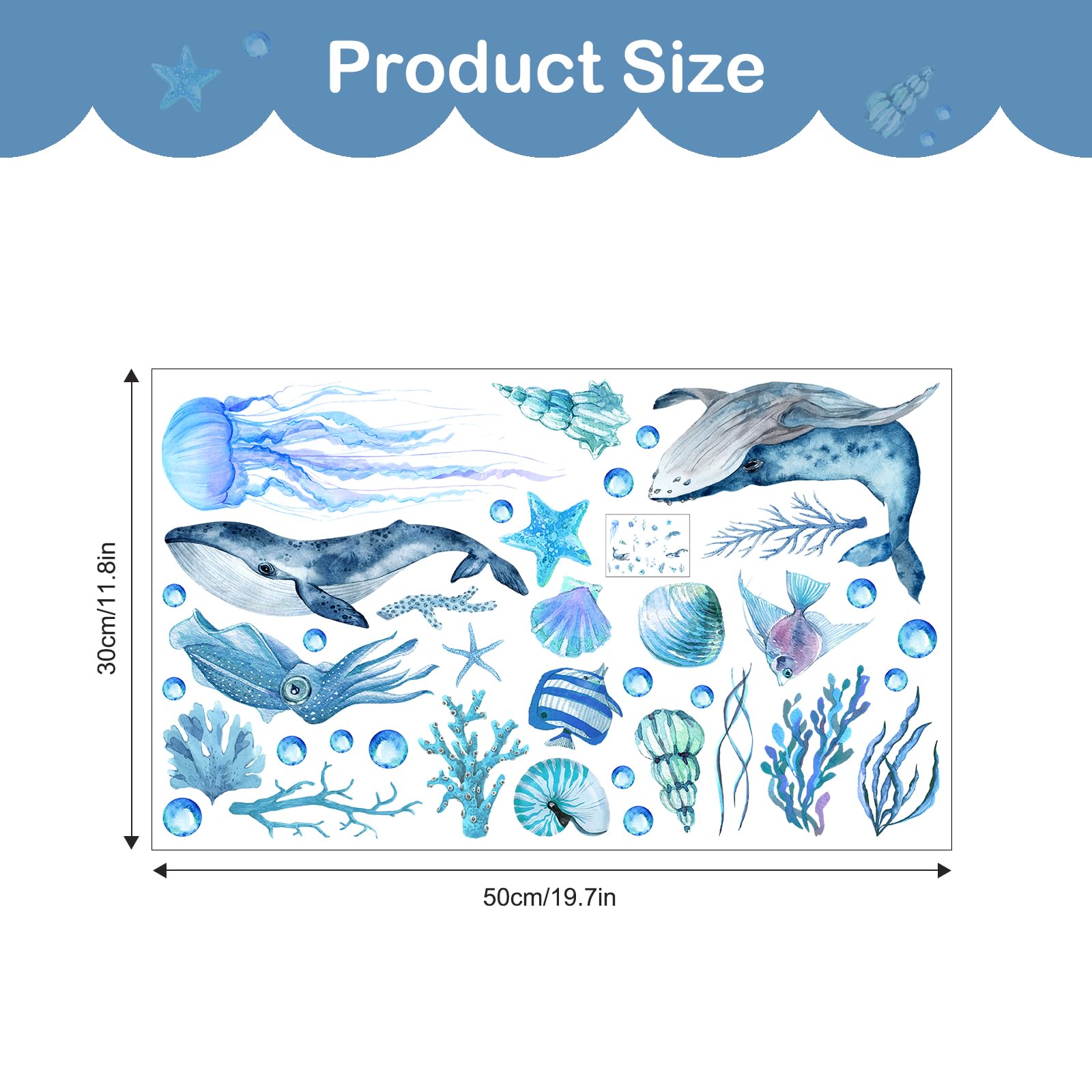 Adesivi Murali Animali Marini - Balena, Medusa, Tartaruga, Rimovibili, Per Camera Bambini - Foto 10