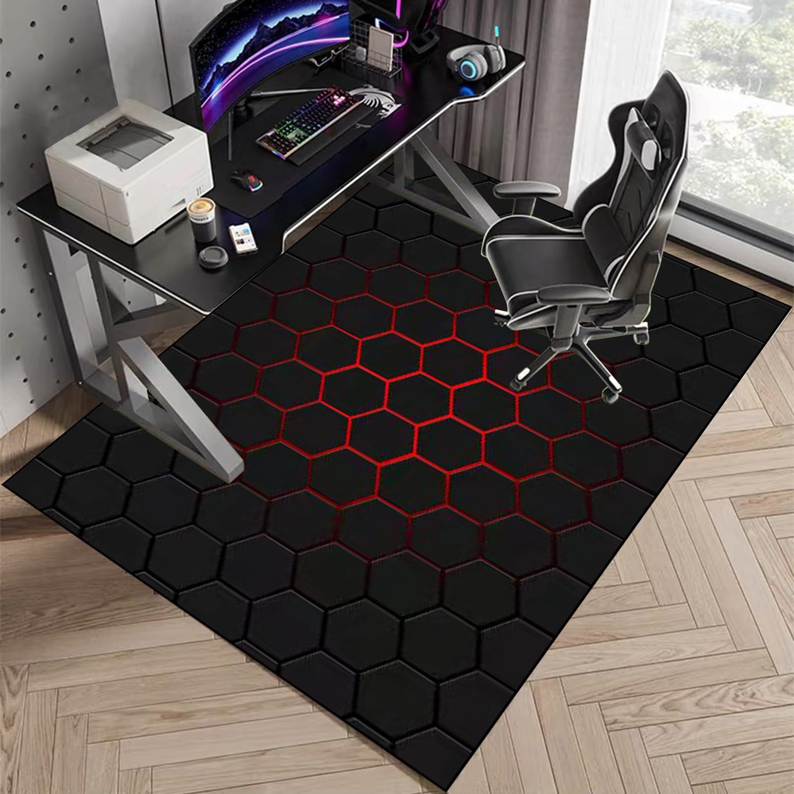 Tapis de Protection pour Chaise de Bureau, adapté aux parquets et moquettes. Glisse Facile et Confortable. Dalle de Bois 70 x 100 cm.