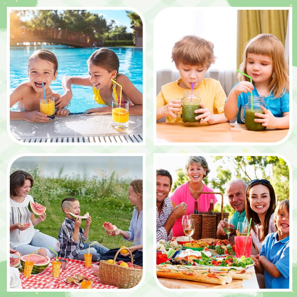 AUAUY 100 sztuk słomek do picia na imprezę, urodziny, wesele, słomki wielokrotnego użytku, do smoothie, soków, koktajli