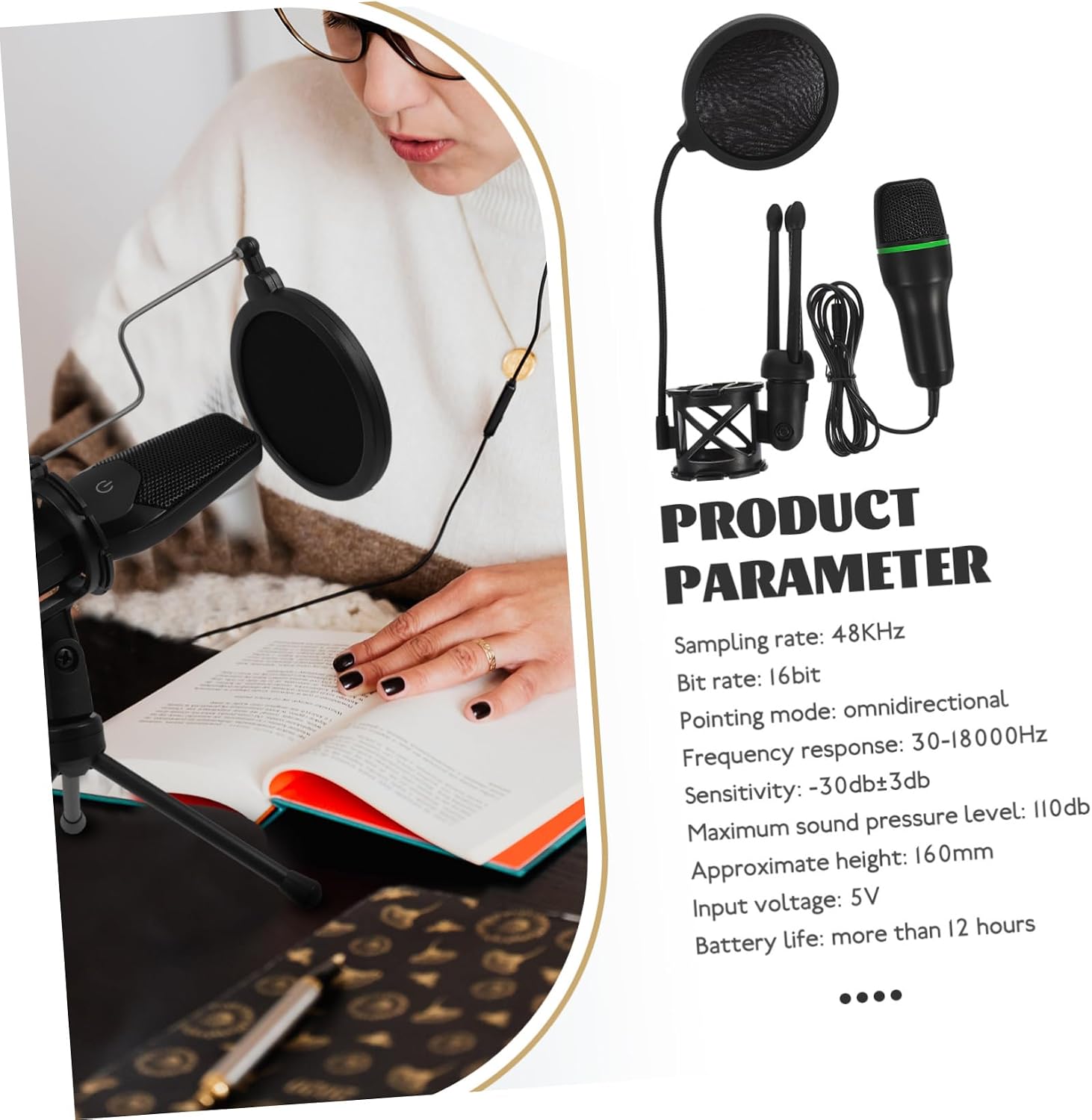 BESTonZON 1set High-Sensitivity Condenser Mic for Computer Laptop USB Gaming Microphone Noise Reduction Desktop Computer Mic Recording Studio Kit