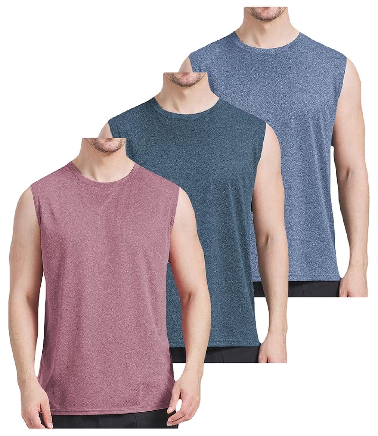 AKAWOOKO 3 Pack Men's Workout Tank Top Dry Workout Sleeveless T-Shirt