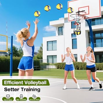 Multi-functional Automatic Volleyball Training Equipment Aid, Volleyball Spike Serve Trainer for Volleyball Hitting Trainer, Height Adjustable Volleyball Rebounder Practice Setter Training Equipment