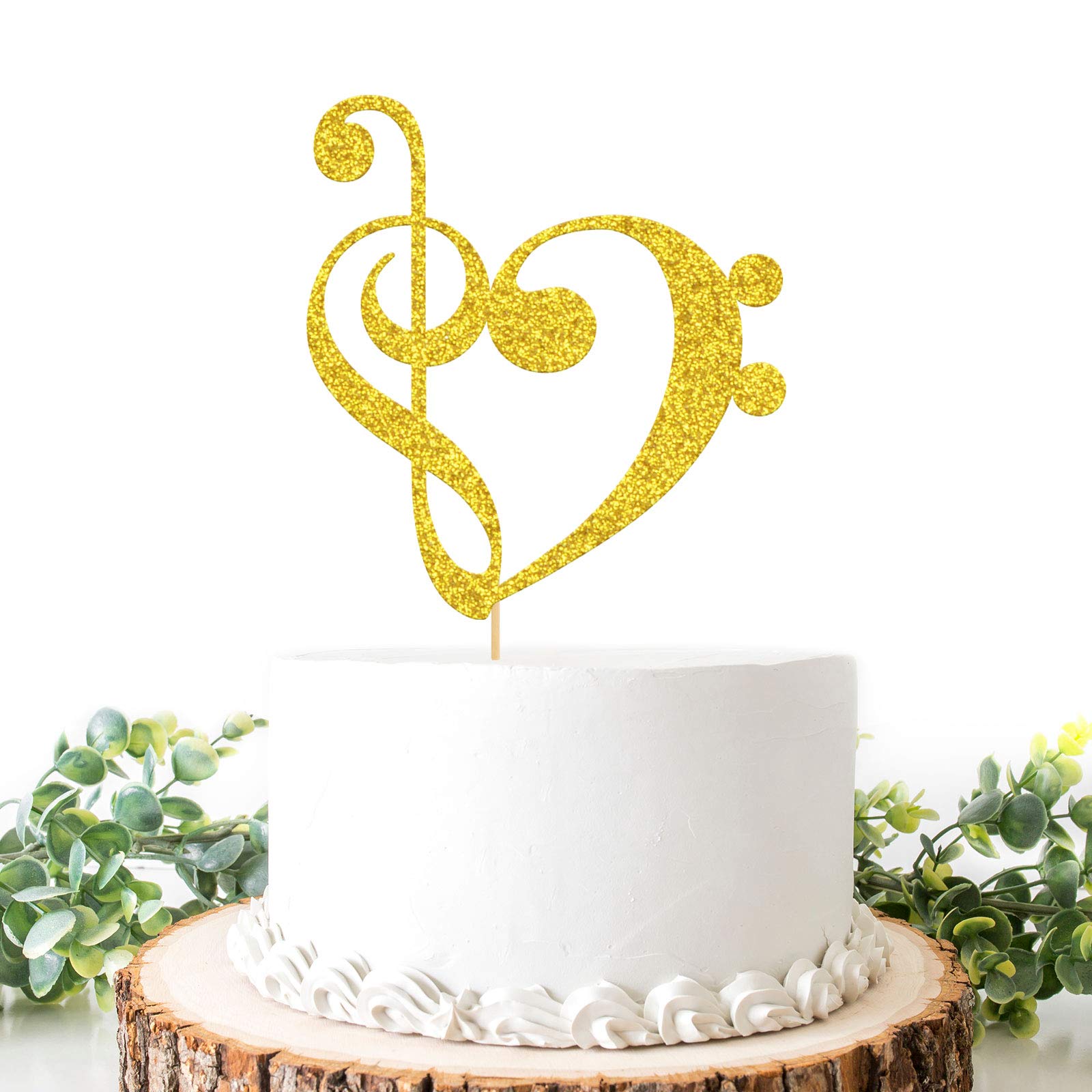 Buy Helewilk Music Note Cake Topper, Gold Glitter Musical Theme / Baby