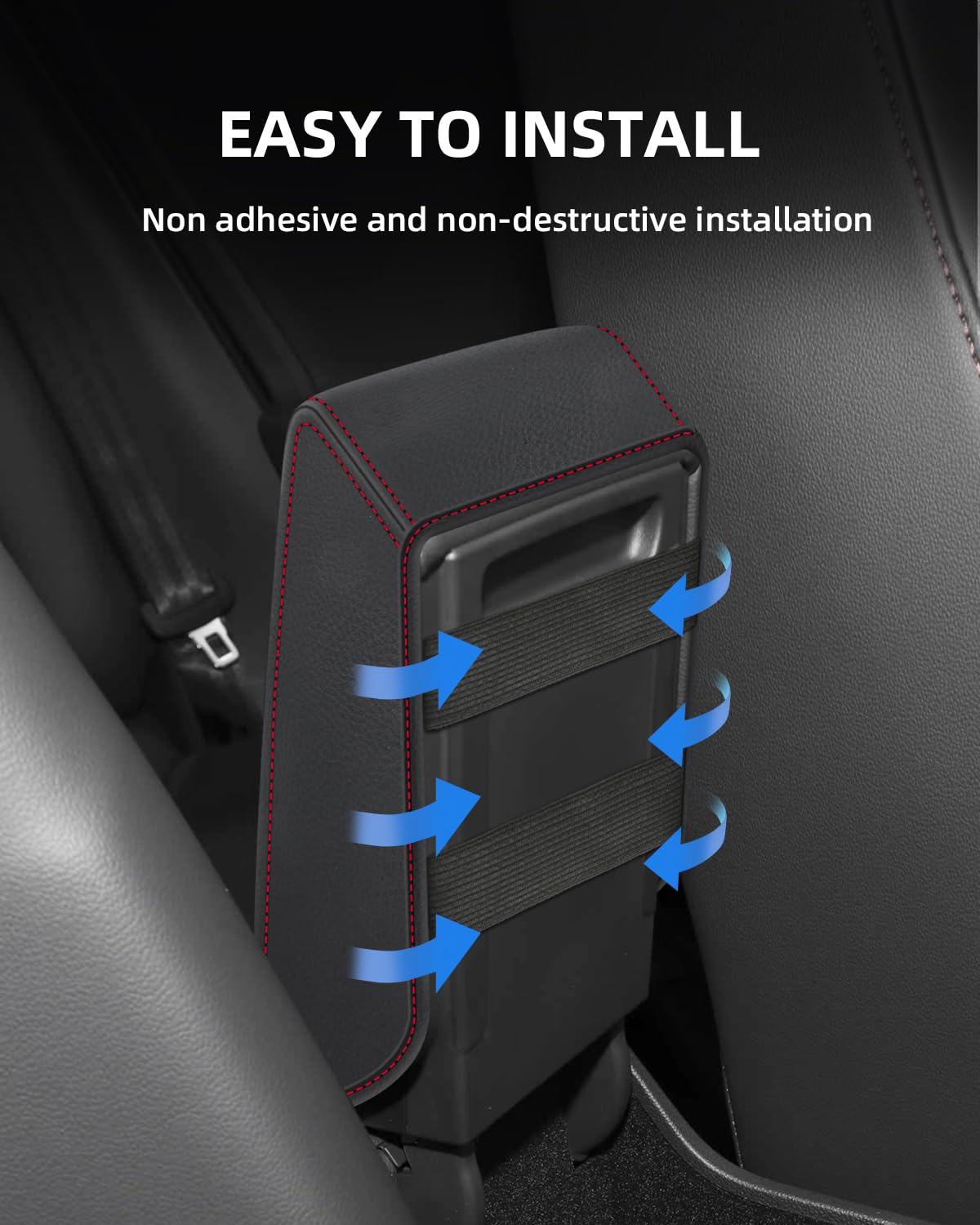 Copribracciolo per VW Polo MK6 2018-2025, Custodia di Protezione del Bracciolo Console Centrale in Pelle PU, Seat Ibiza Arona Copertura Bracciolo Accessori per Alzare il Bracciolo, Rosso