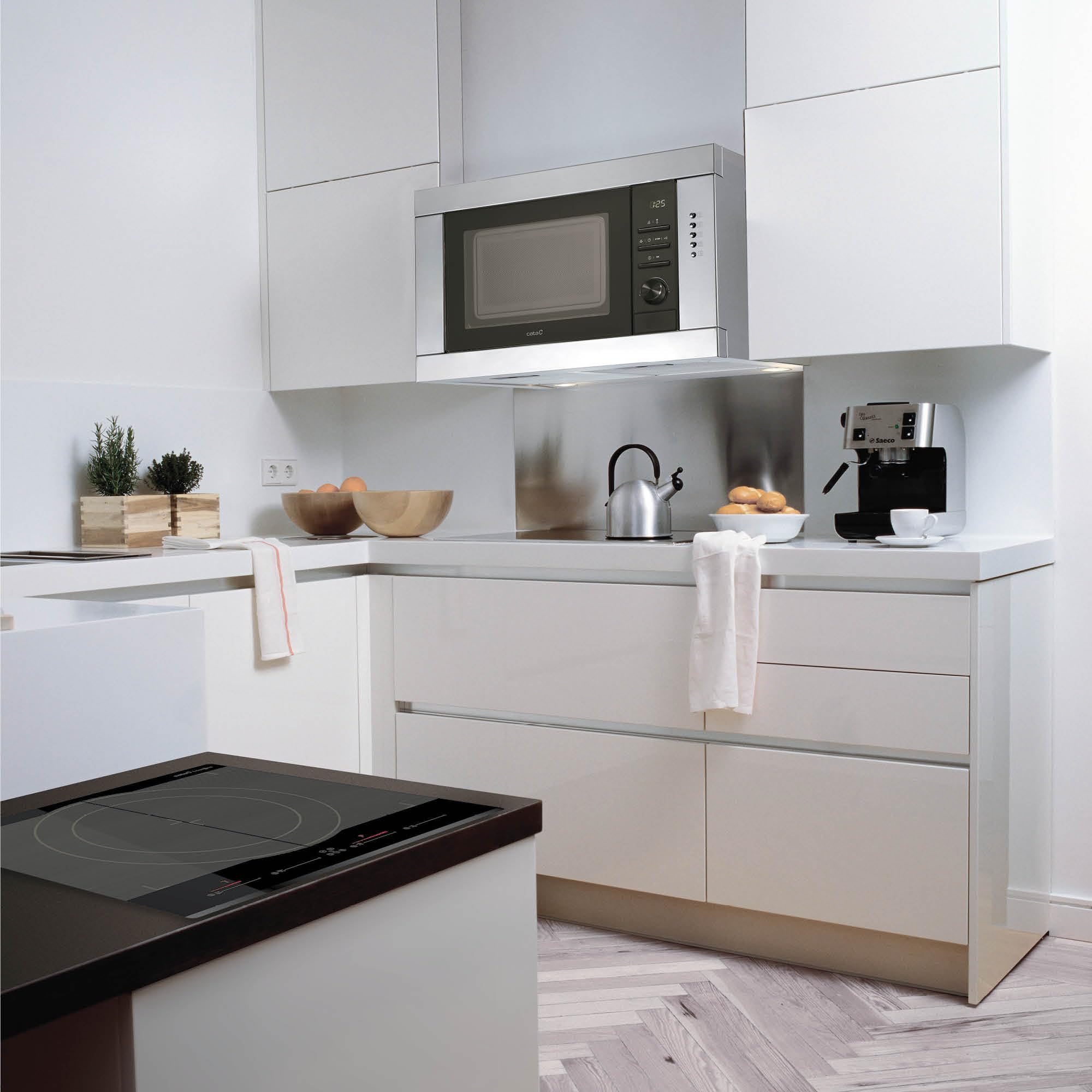 Cata Chorus XBK Dunstabzugshaube mit Mikrowelle, 20 l, mechanisches Bedienfeld, 3 Auszugsstufen, einfache Installation, extra leiser Motor, Leistung 102 W, Breite 59,8 cm, Farbe Edelstahl