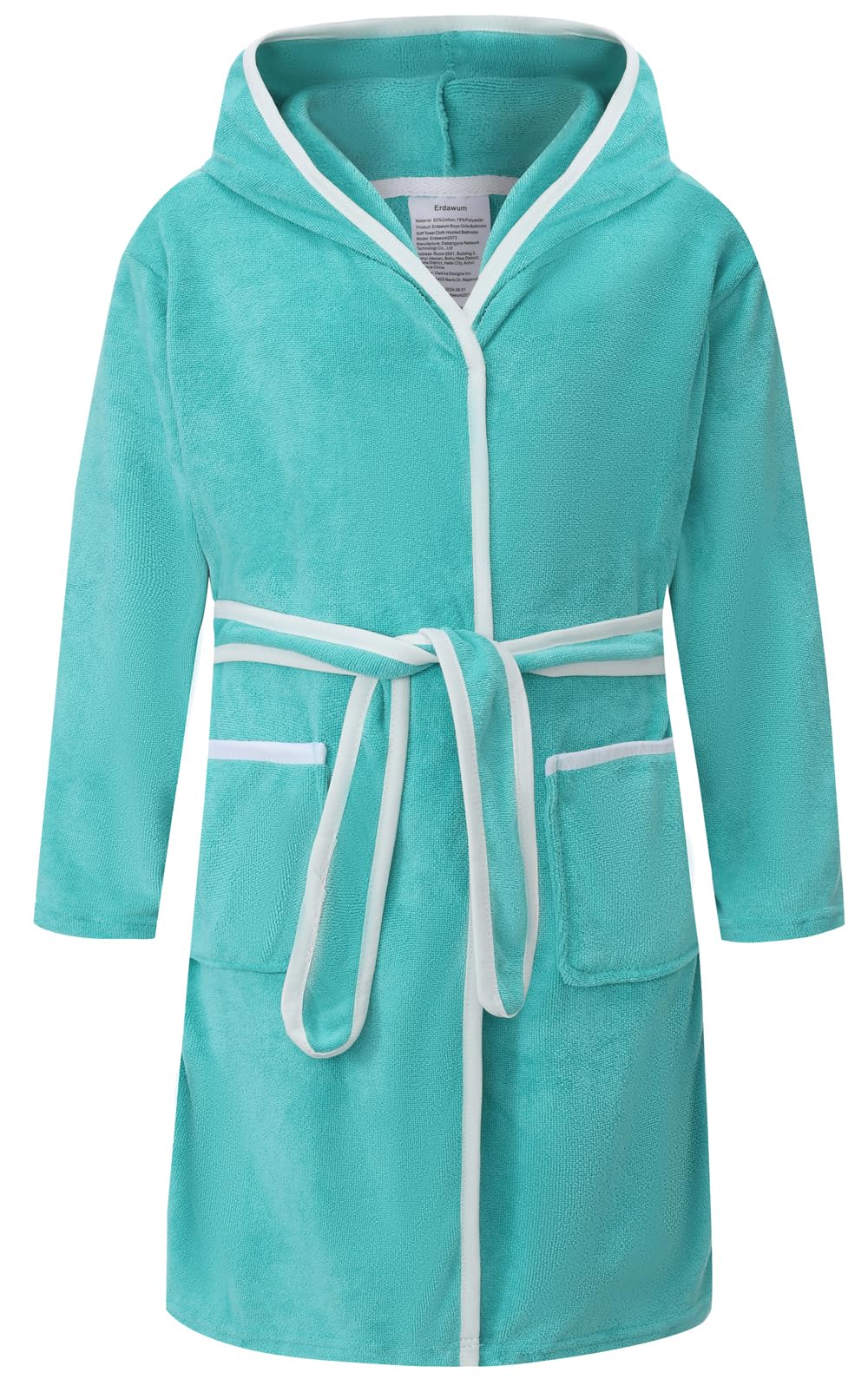 Erdawum Boys Girls Bathrobe Soft Towel Hooded Robe Kids Terry Cloth Cotton Robes