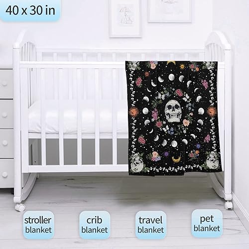 Miniatura 3 de Plant Nature - Manta de franela de microfibra con diseño de calavera y fase lunar, ligera, súper suave y acogedora para sofá, cama, sofá, silla