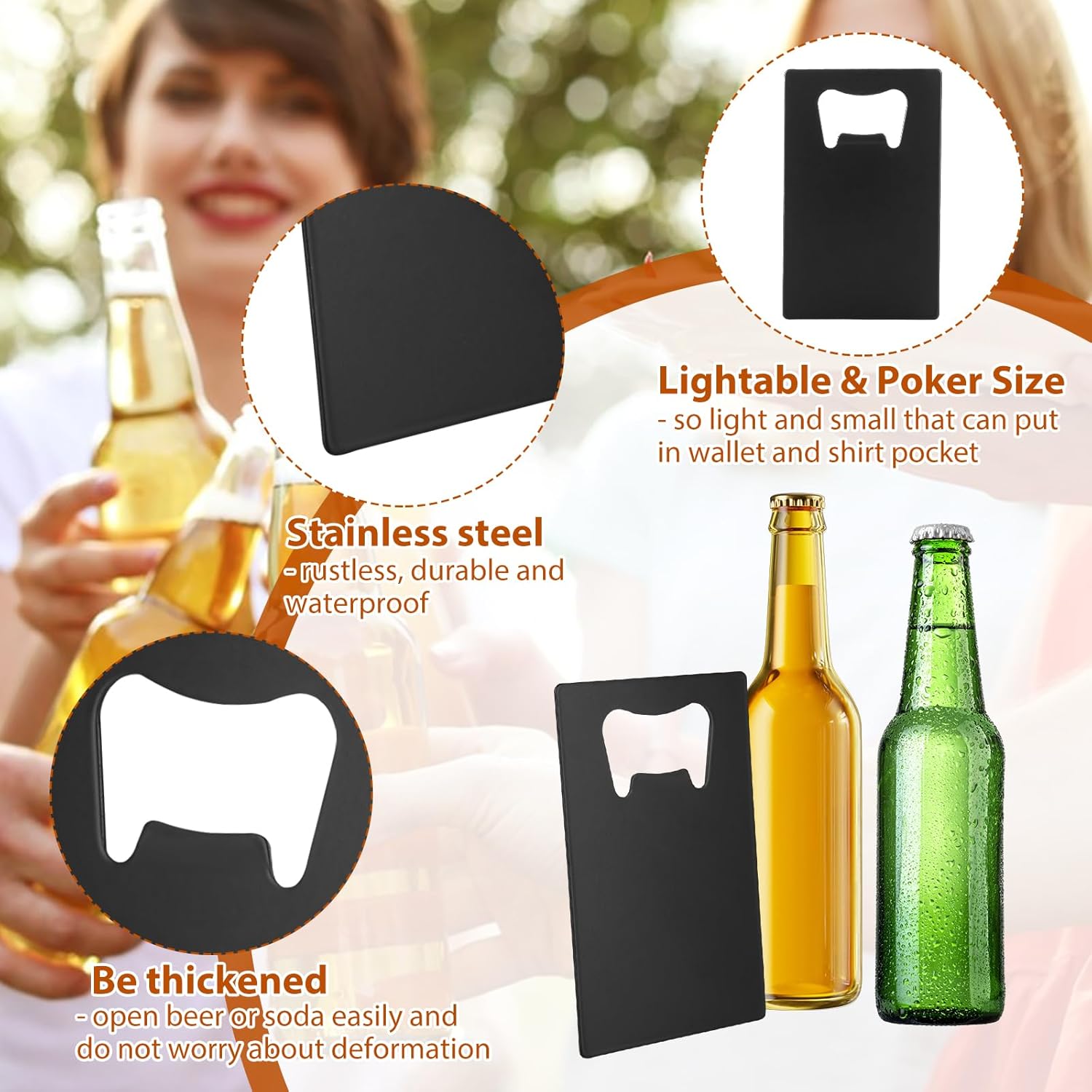CYEAH 60 Pieces Credit Card Bottle Opener, Metal Poker Groomsmen Wallet Size Bottle Openers, Beer Wine Stainless Steel Bottles Opener for Wallet Pocket Party Wedding Favor