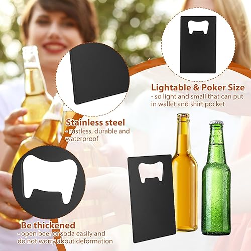 Miniatura 3 de CYEAH 60 abrebotellas de tarjetas de crédito, abrebotellas de acero inoxidable para póquer y padrinos de boda de póquer de metal, abrebotellas de
