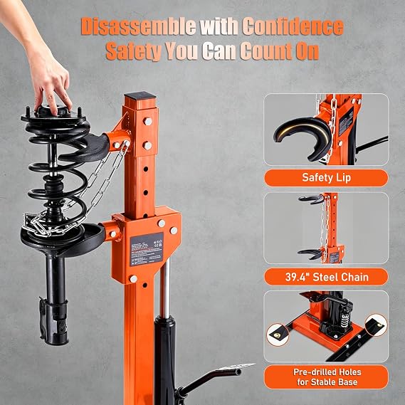 Hydraulic Strut Spring Compressor, 4.5T Heavy Duty Foot-Operated Coil Strut Compressor, Shock Spring Compressor Tool, Auto Coil Tool for Removing