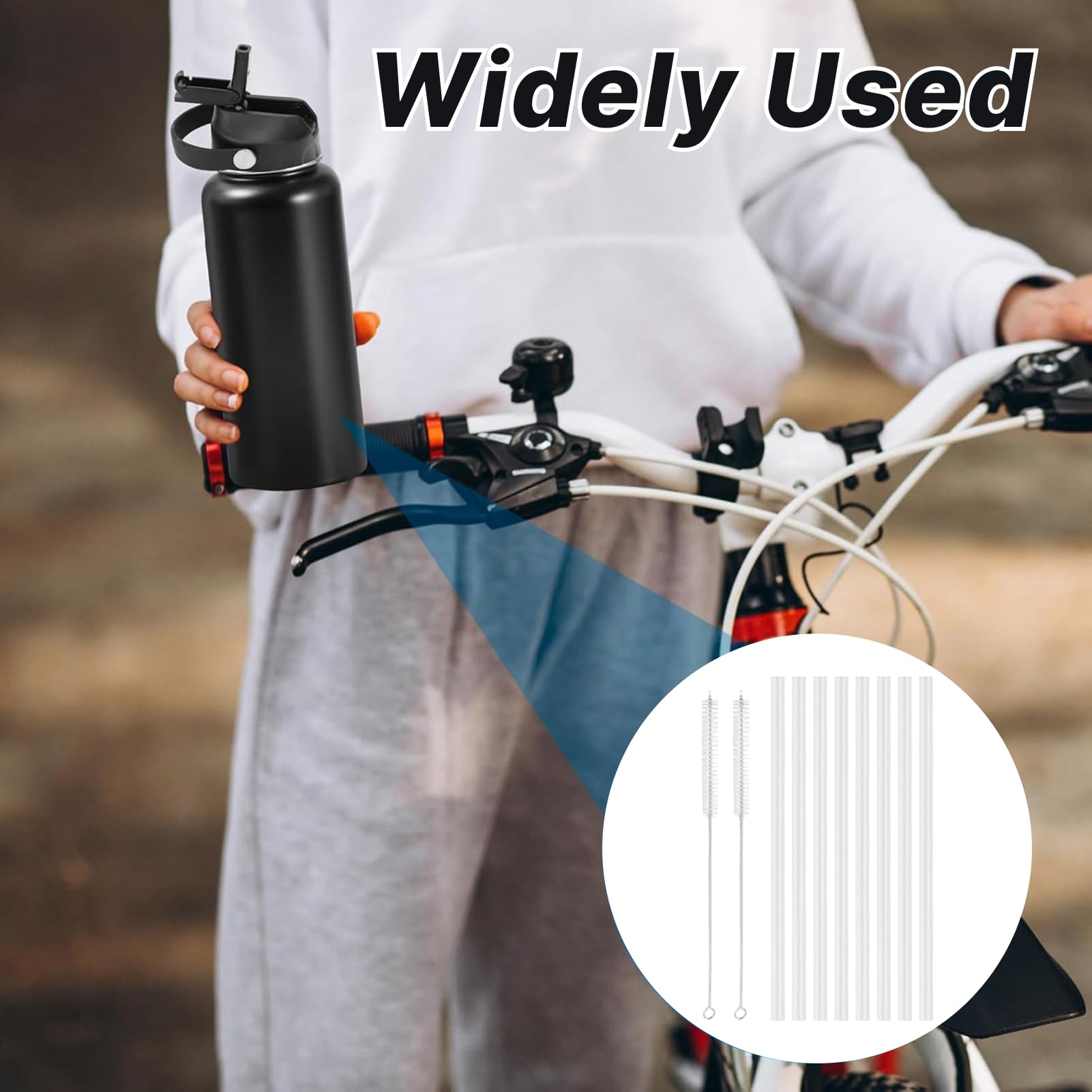 8 pajitas de plástico de repuesto, pajitas reutilizables, compatibles con botella de agua Hydro Flask de 18 a 64 oz y otras marcas con 2 cepillos de limpieza. Perfecto para todas las bebidas. 24 cm