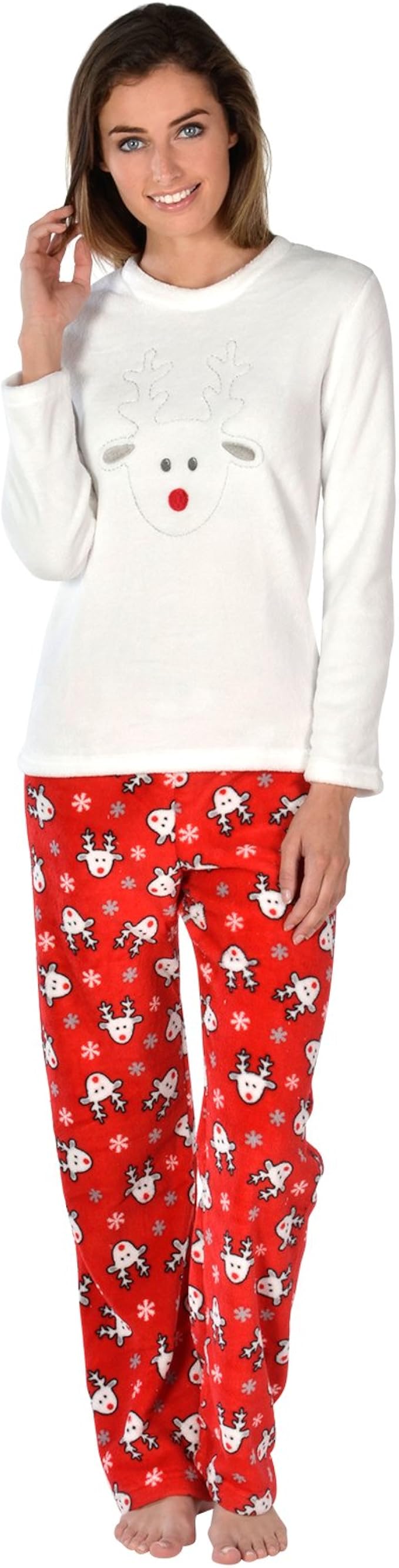 Ladies Rudolf Reindeer Fleece Pyjama 