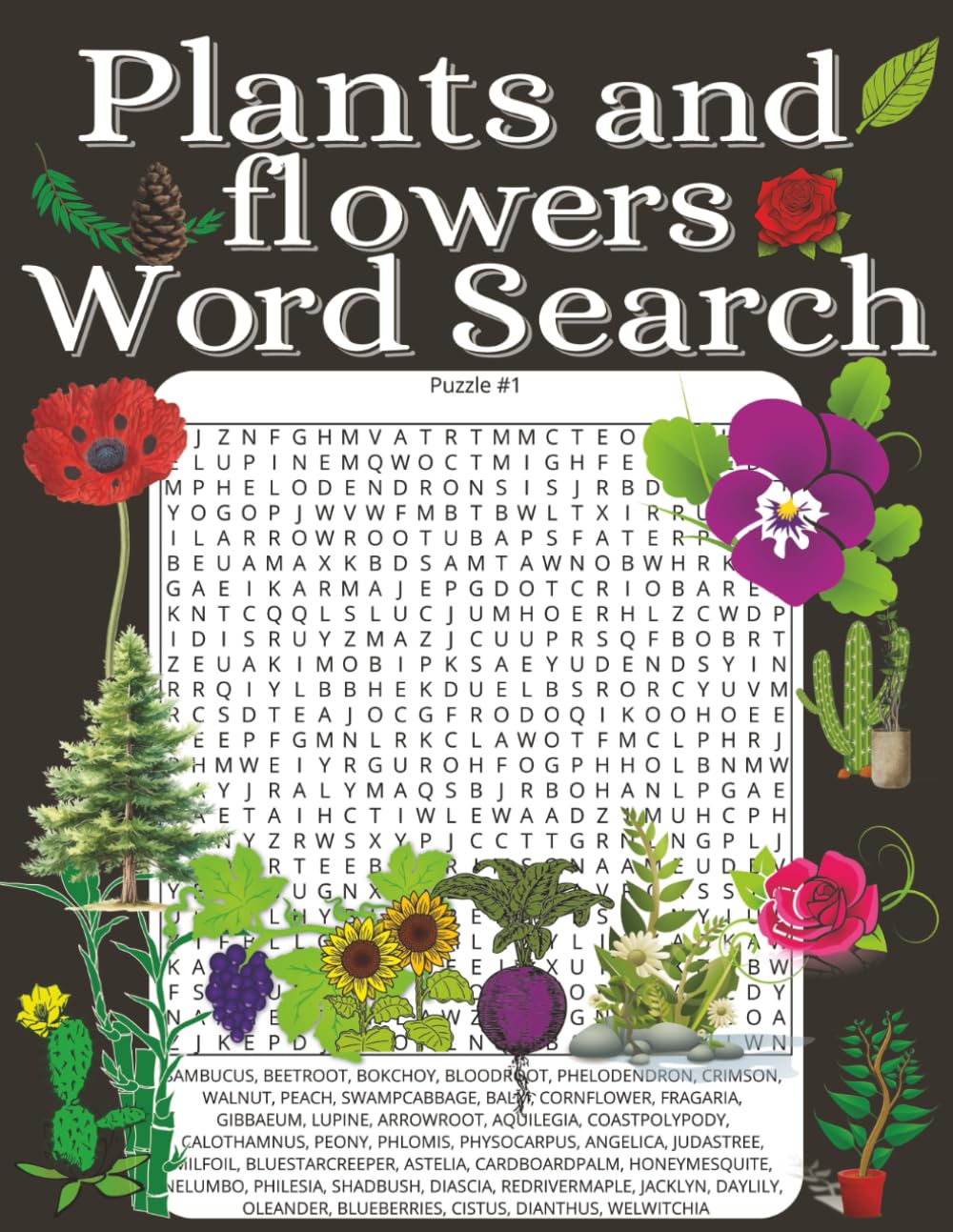 Plants and flowers word search: Large print word searches with easy to read letters, 2500+ words, botanical, gardening, trees, fruit | 8.5x11 inches, ... gift for vacations, holidays and free times