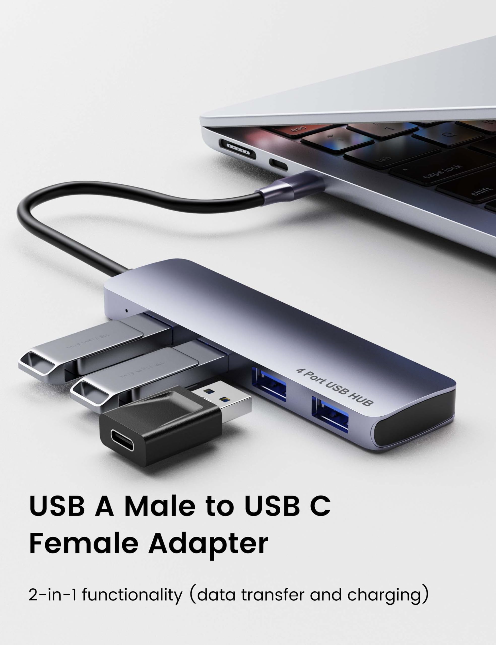 Paquete de 4: adaptador USB a USB C, conversión de alta velocidad todo en uno, adaptador USB A macho a USB-C hembra 3.1, enchufe ciego de doble cara, transmisión rápida de 10 Gbps para iPhone 15, 16