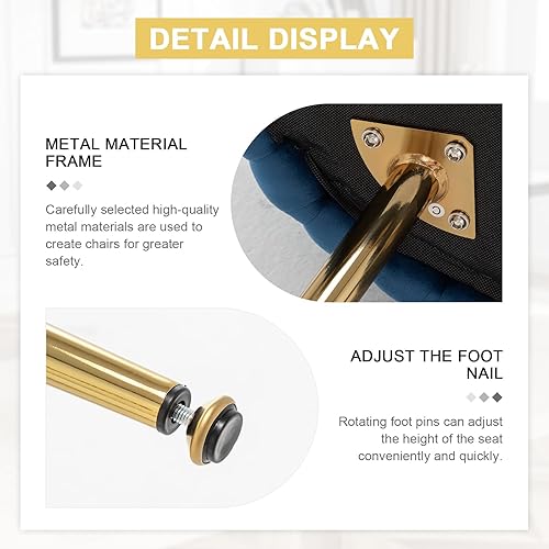 Miniatura 6 de Juego de 4 sillas de comedor de terciopelo, modernas sillas de comedor tapizadas con patas de metal dorado para comedor, tocador, cocina, sala de