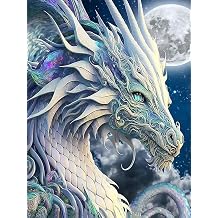Mrnsiet Dragon Diamond Painting Kits for Adults,5D DIY Moon Diamond Art Crystal Diamond Paintings Full Round Drill, Paintings with Diamonds Gem Art for Home Wall Decor 12x16 Inch