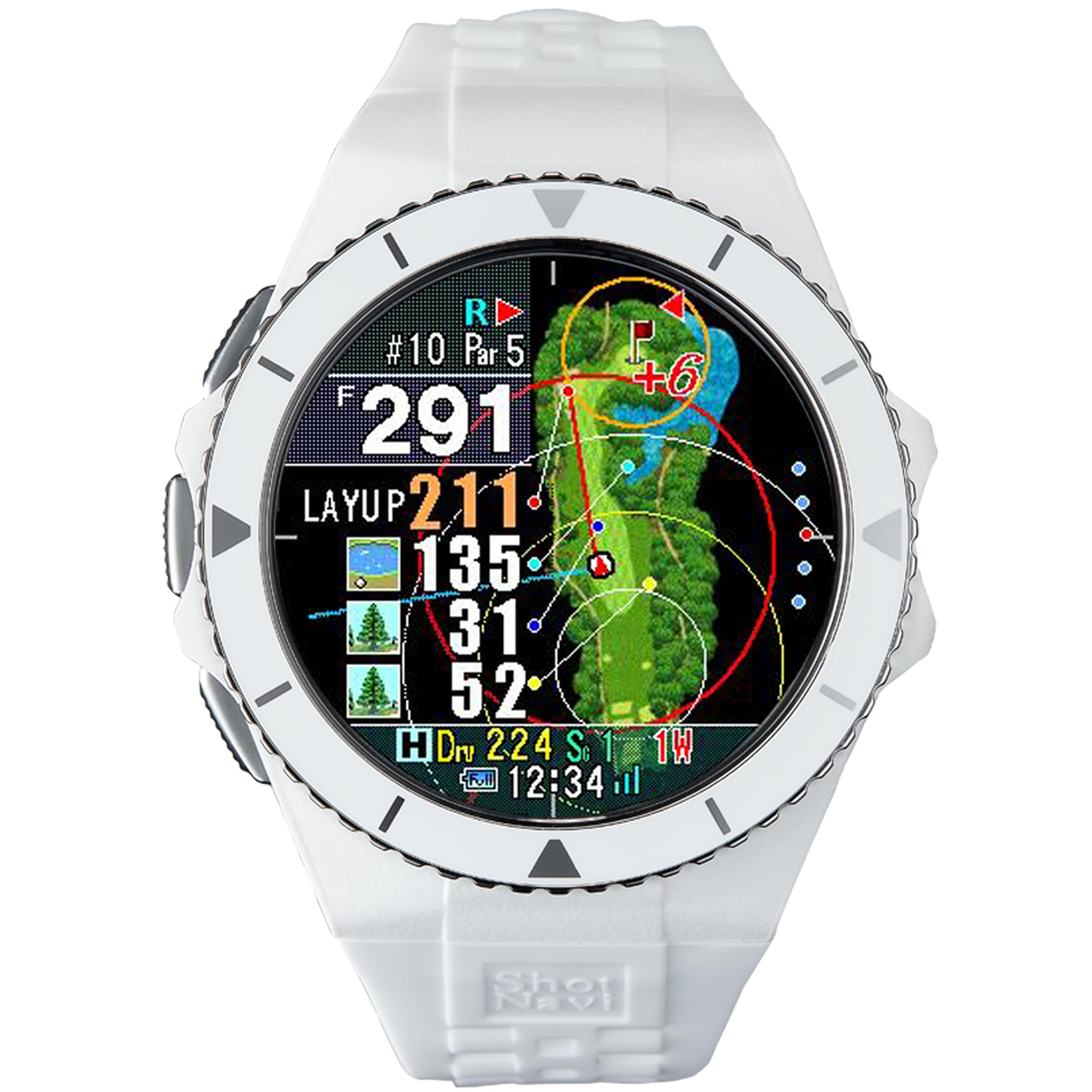 Photo 1 of Golf GPS Watch, Shot Navi EXCEEDS - Dynamic Green Heatmap, Temperature Adjust, Swing Tempo, Touch Screen, 9hr GPS, IPX7 Waterproof, 60,000 Courses, Made in Japan (White)