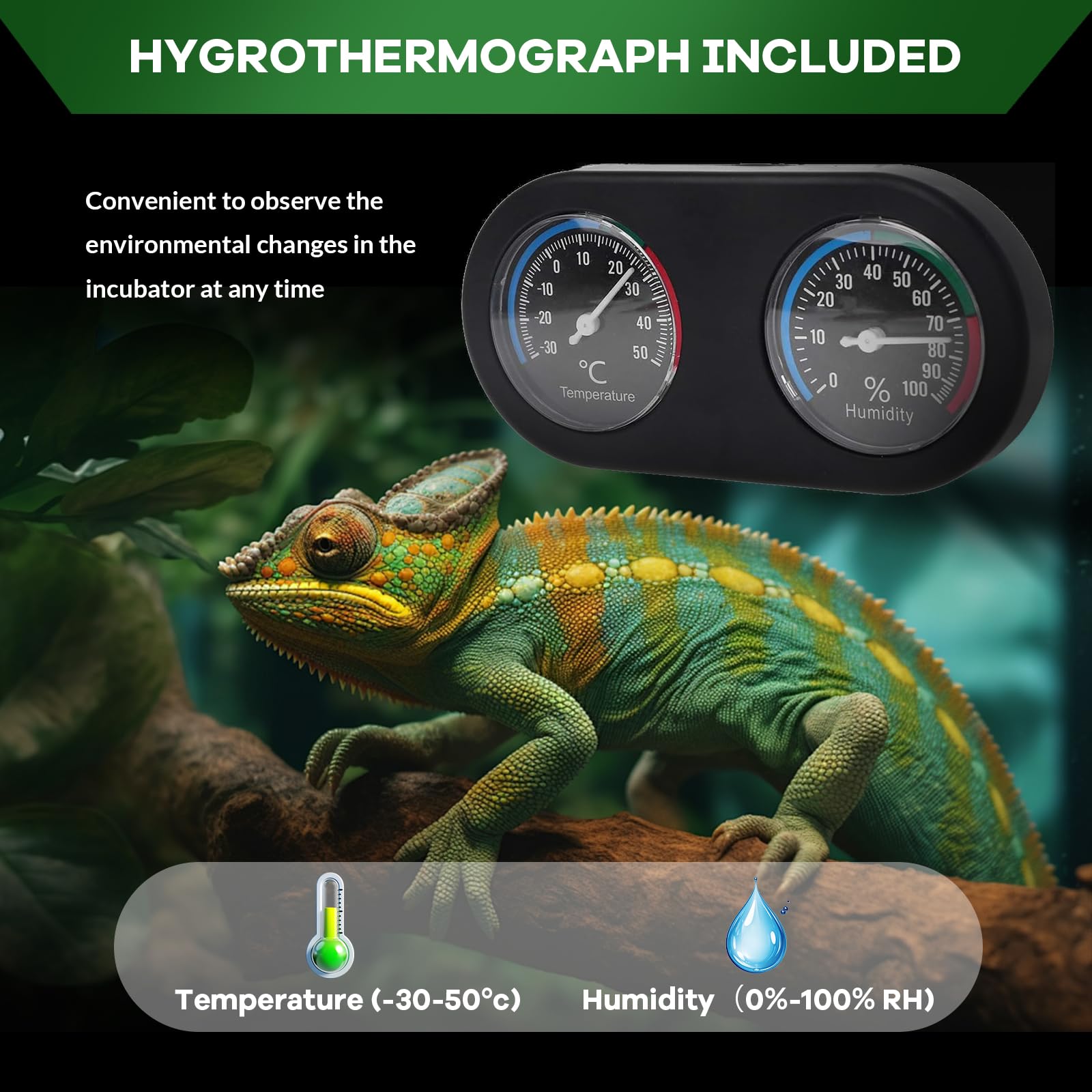 Terrario Horizontal para Reptiles de Vidrio y Aluminio 92x47x47cm con Cerradura, Puerta para Alimentación, Ventilación y Vista a 360° para Serpientes, Lagartos y Tortugas