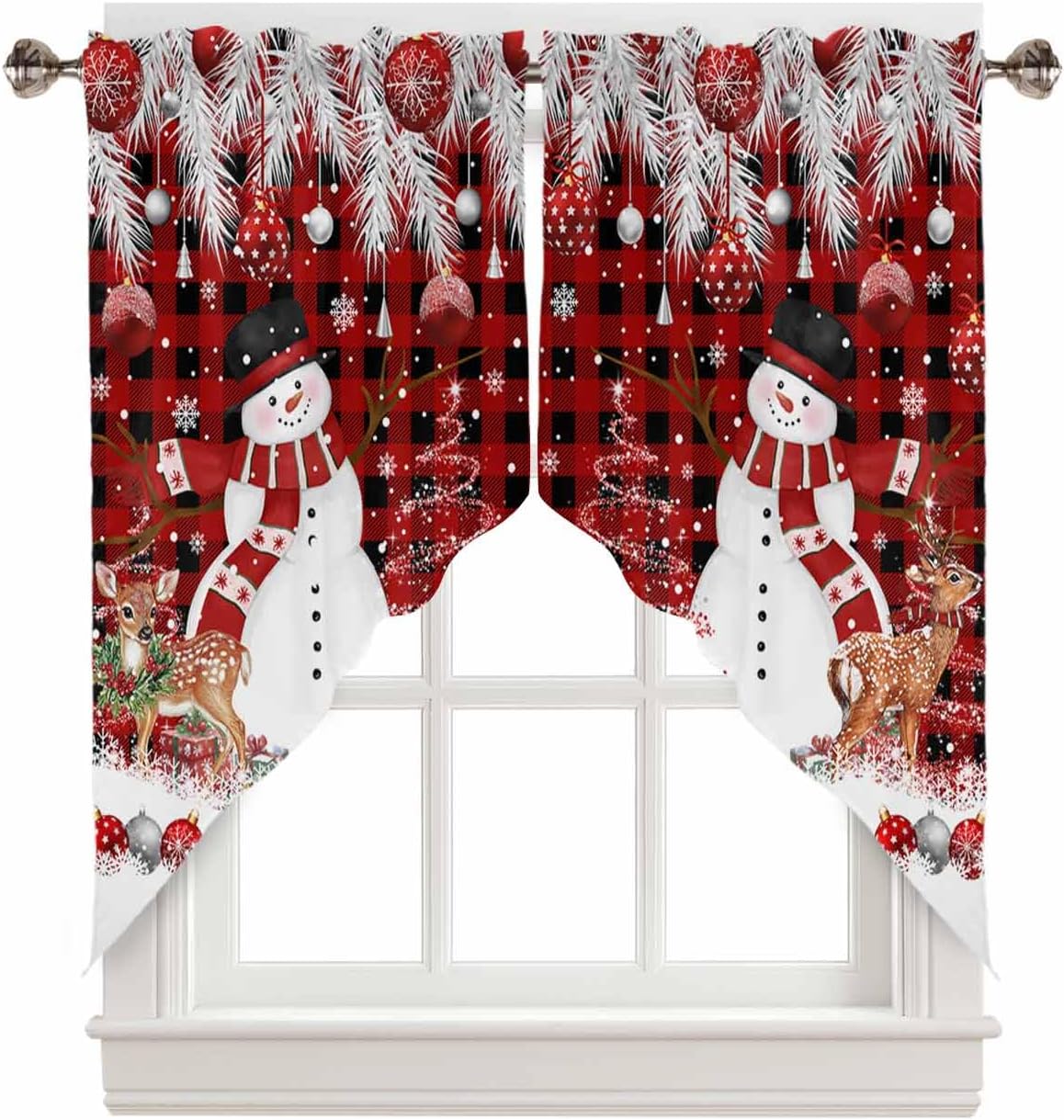 Christmas Swag Curtains 36 Inches Long for Living Room