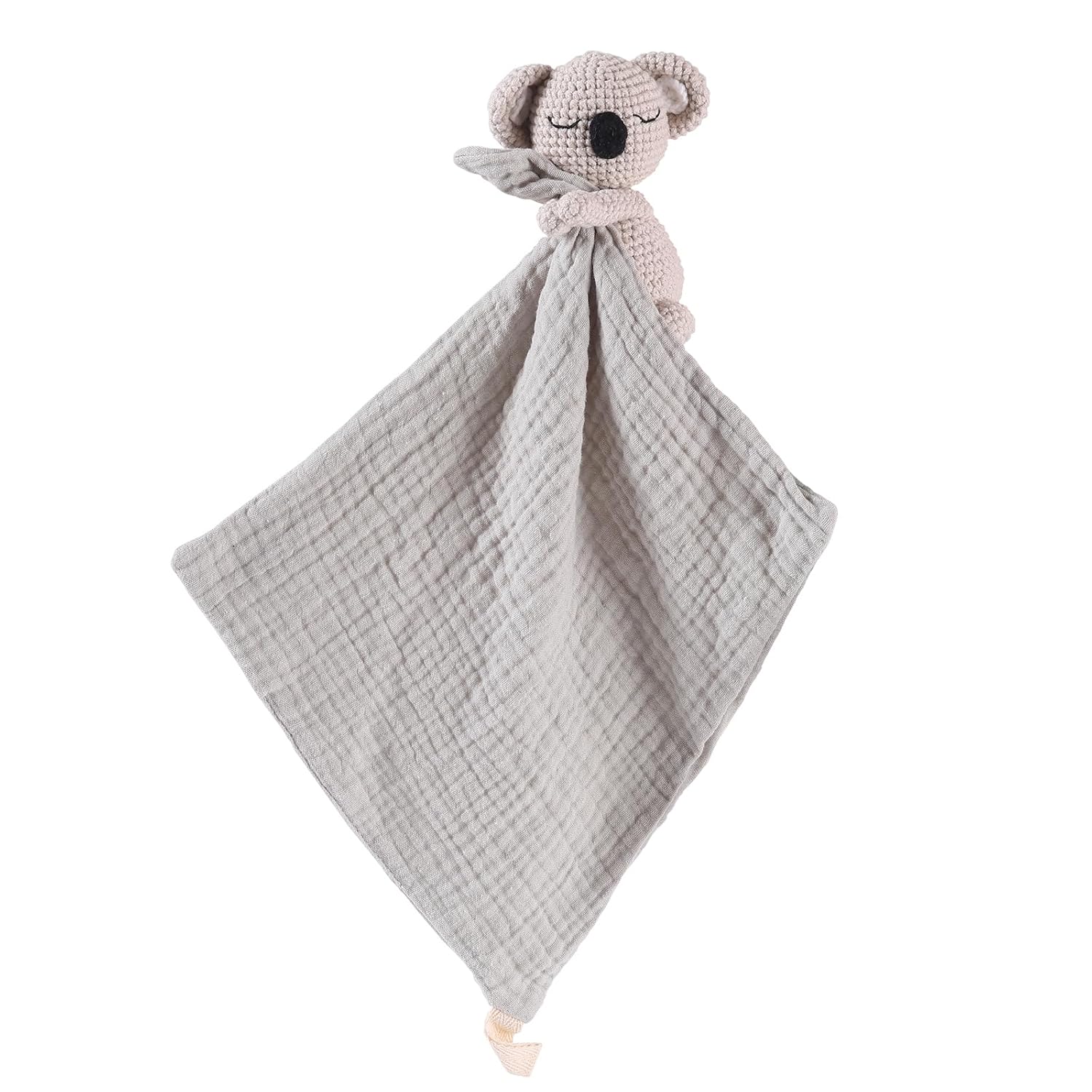 Hand Knit Koala Baby Blanket – Cute Educational Plush Doll and Baby Rattle, Soothing Toy.