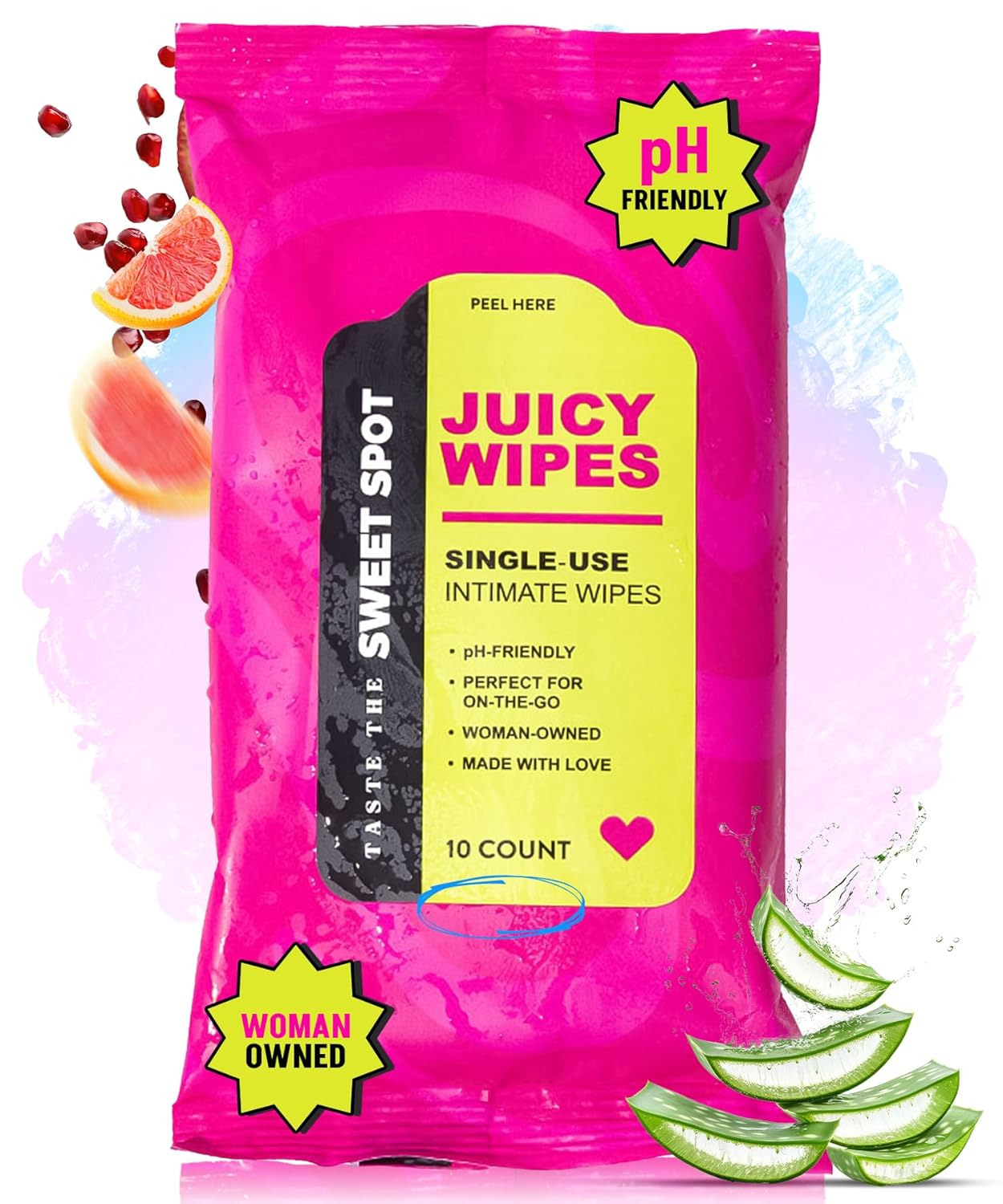 SWEET SPOT Flushable Feminine Wipes for Odor Control, pH Balance – Paraben-Free & Vegan, Intimate Wipes with Aloe Vera & Botanical Extracts – Ideal for Periods, Gym & Travel – 10ct