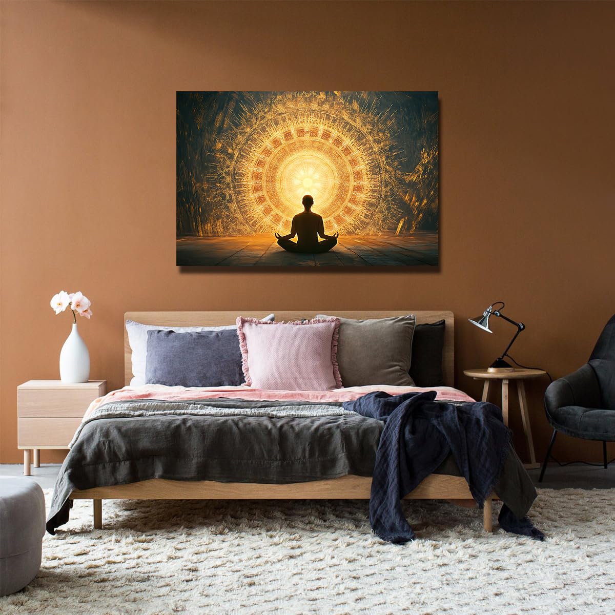 UIRINGART Tela da meditazione Arte murale Poster della religione Zen Poster pittura Stampa fotografica interna Murales moderni per arredamento di casa 45x70cm