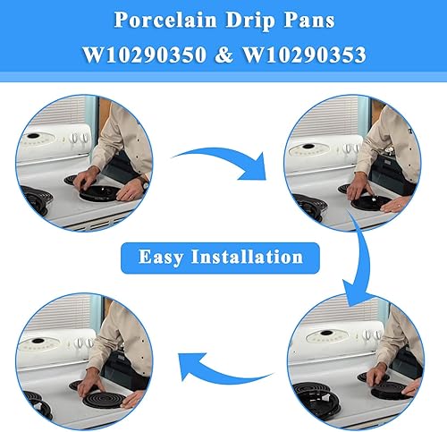 Miniatura 7 de Sartenes de goteo para quemador de estufa negro para Whirlpool Amana Crosley Electric Range, cuencos de goteo superior de estufa incluye 1 grande de