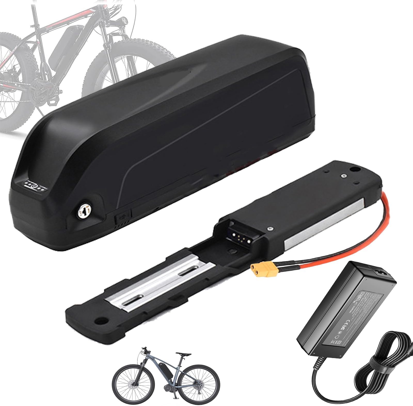 Ebike Lithium Li-ion Battery 36V 48V 52V 8Ah 10Ah 13Ah 15Ah Electric Bicycle Downtube Battery for 0-750W Motor with Safe Lock, Led Indicator Light,36v,10Ah