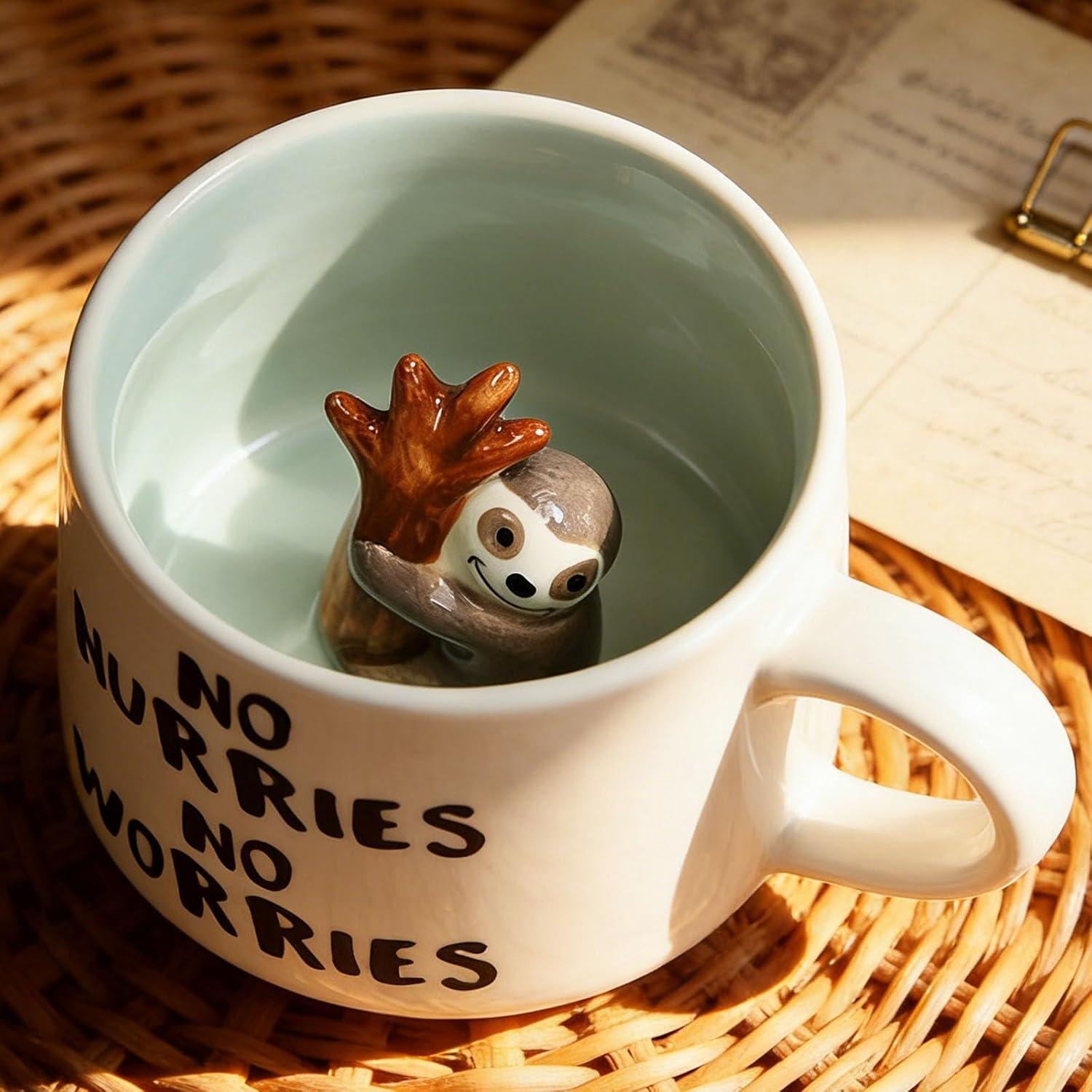 3d Faultier Keramik Tasse mit L ffel und Untersetzer 350ml Lustige Kaffeetasse Personalisiert Geburtstagsgeschenk f r Frauen Kaffeeliebhaber Faultier Geschenke f r Frauen M dchen