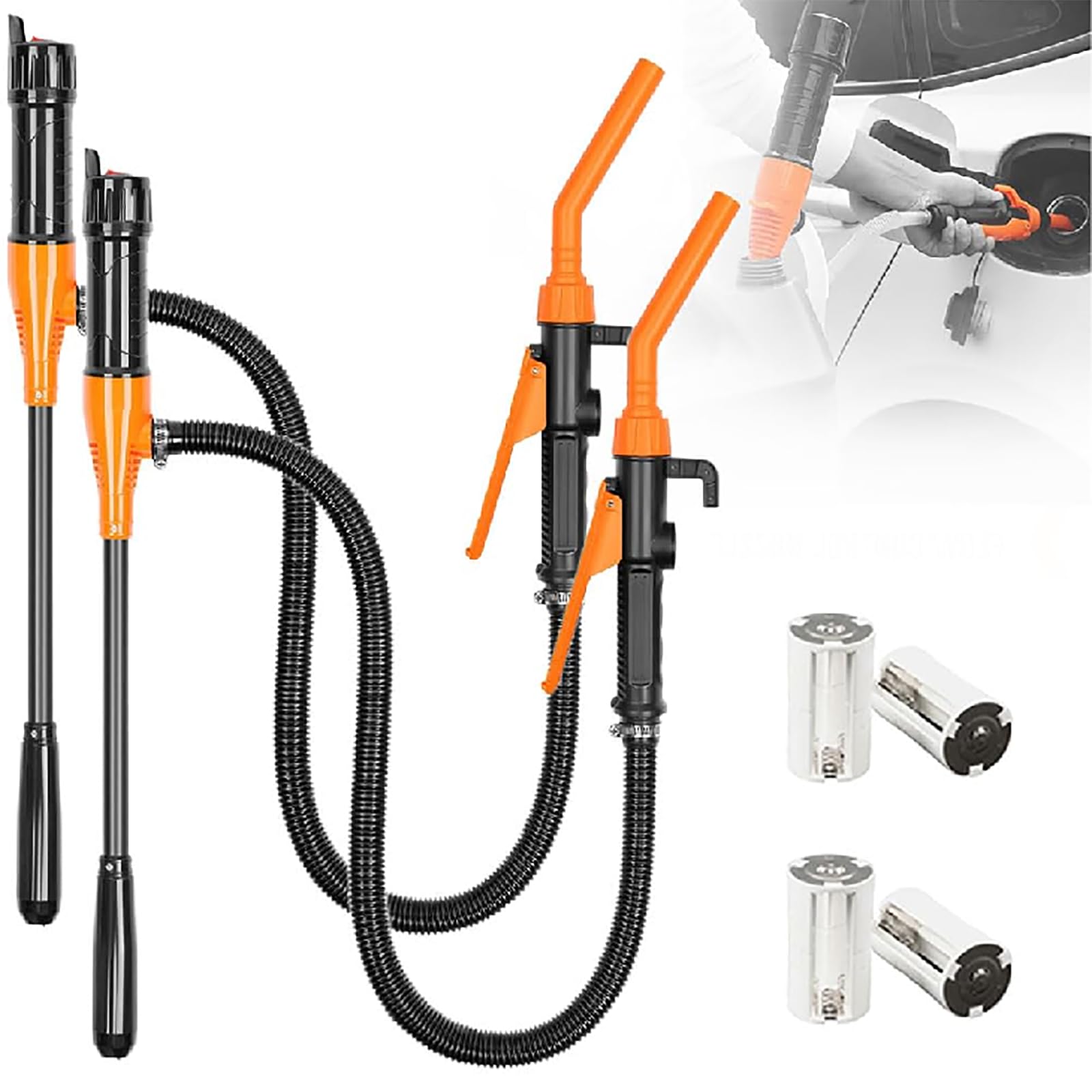 Portable Power Battery Pump, 2025 Upgraded Battery Operated Electric Siphon Pump Water Transfer Pump, Easy to Use Hand Fuel Pump Portable Battery Pump for Gas Fuel Diesel Water Transfer (2Pack)