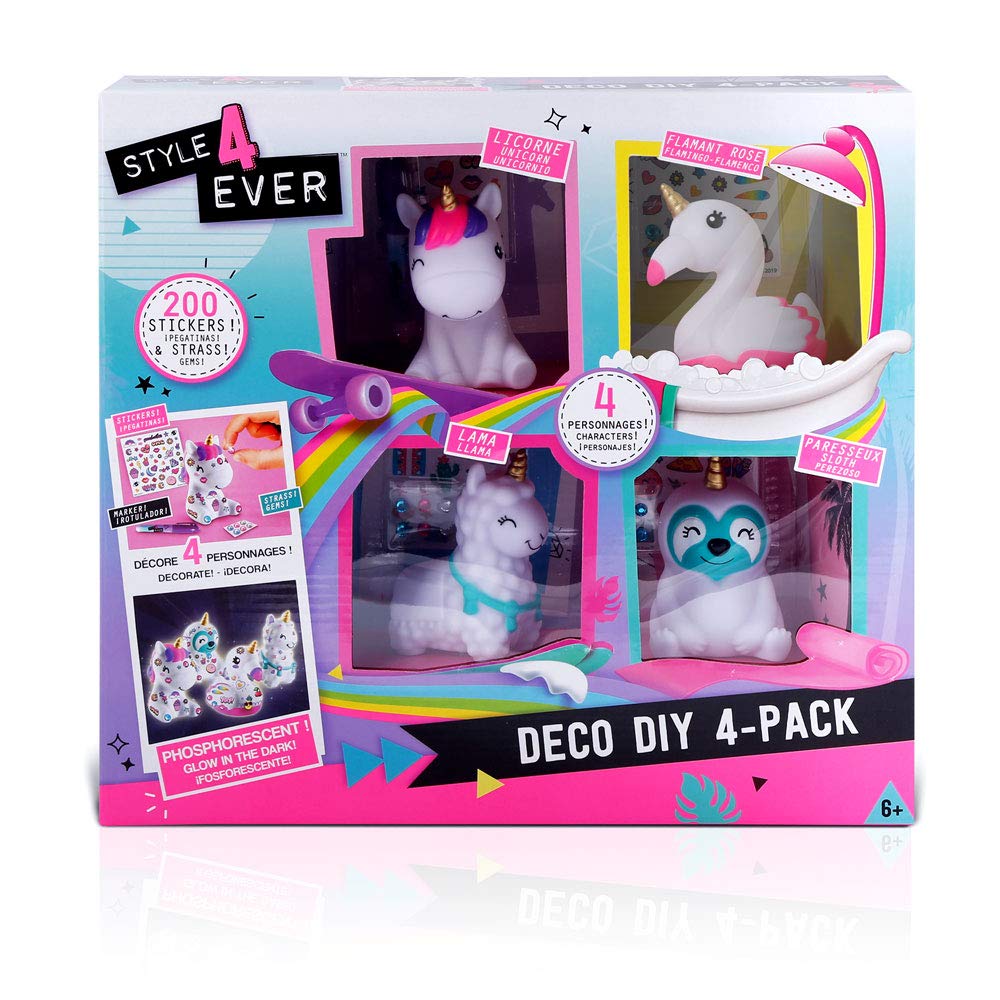 Canal Toys Style 4 Ever Mini jednorożec, lama, leniwiec, flaming do samodzielnego wykonania, 4 figurki, OFG 177