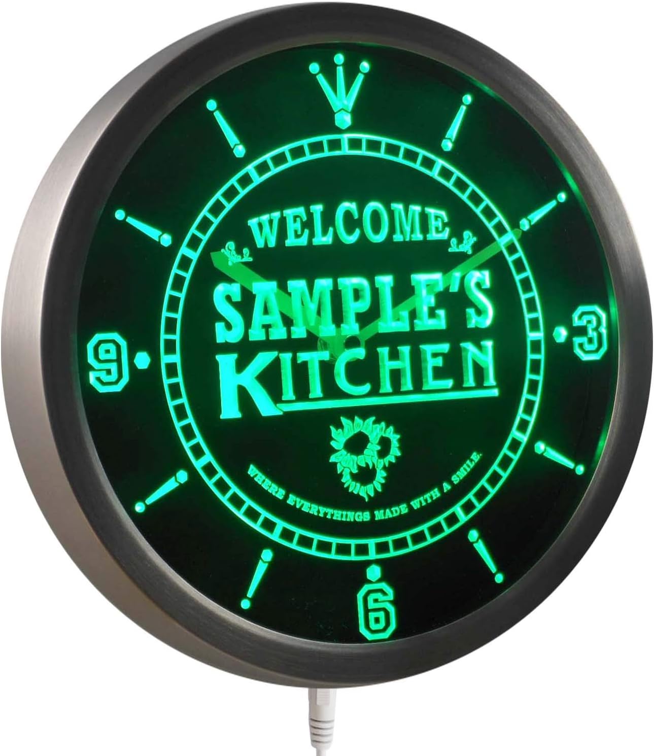ADVPRO ncps-tm Welcome Kitchen Personalized Your Name Beer Home Sign Neon LED Wall Clock