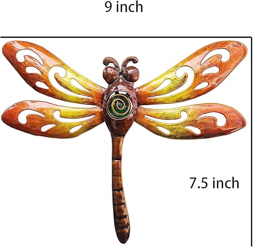 Miniatura 7 de YNGFIL Decoración artística de pared de libélula para interiores y exteriores, valla de metal para colgar en exteriores para sala de estar,