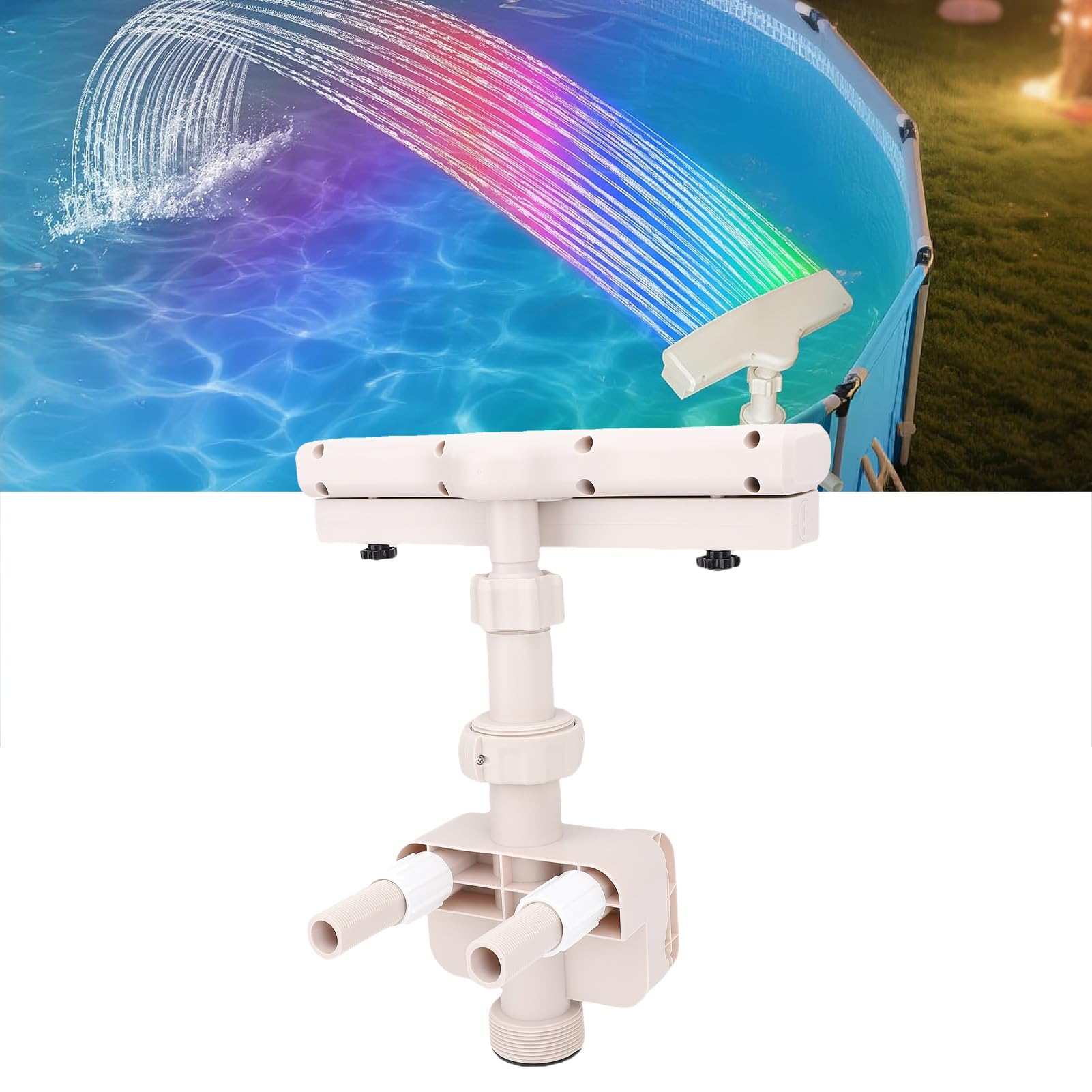 Fontana per Piscina Fuori Terra Luci a LED Cascata Rilassante per Decorazioni Esterne Fontana per Piscina a 360 Gradi per le Calde Giornate Estive Materiale in PVC