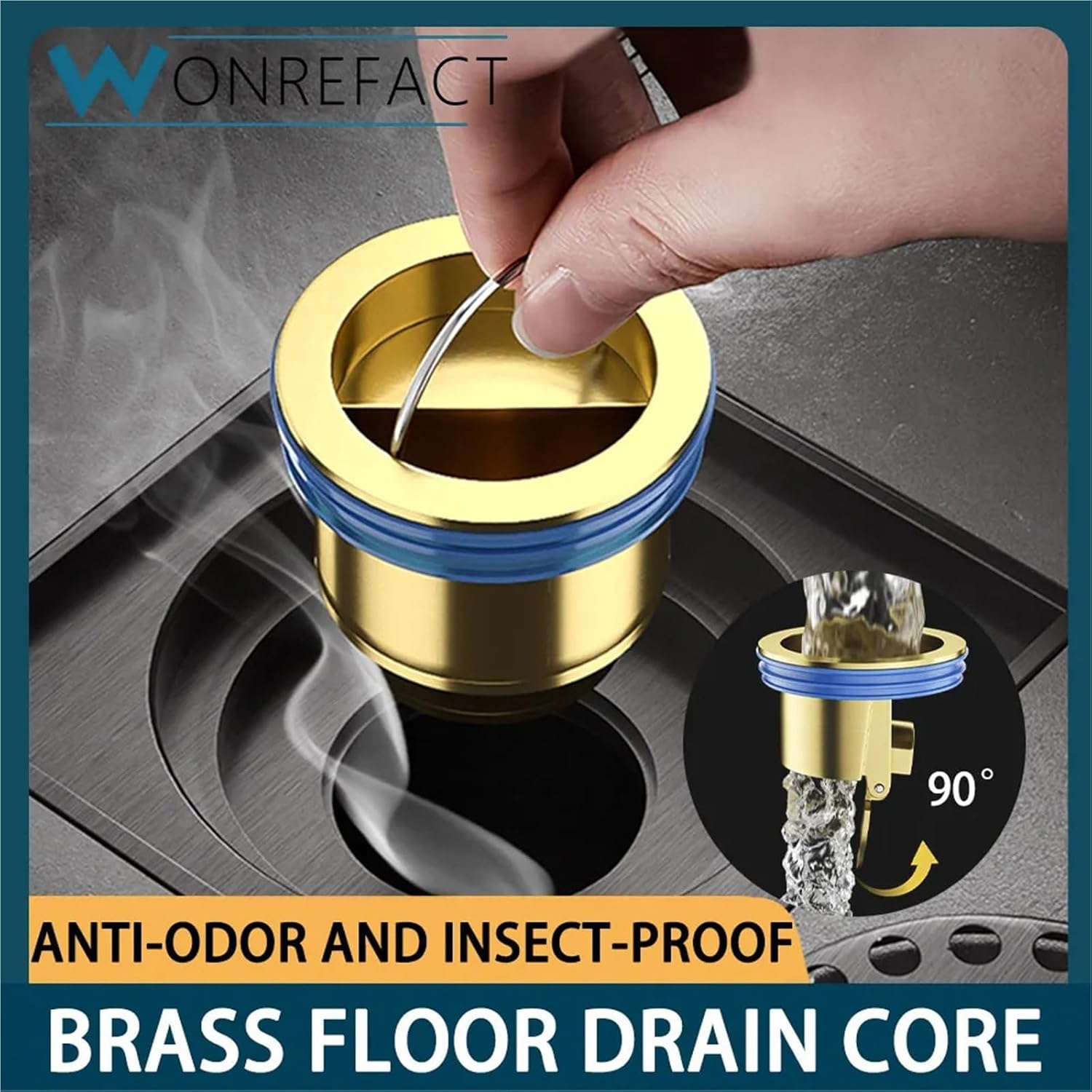 Brass Floor Drain Cor Anti-Odor Anti-Insect Sewer Fast Drainage Bathroom Floor Drain Core Durable Fast Installation Floor Drain(Silver)