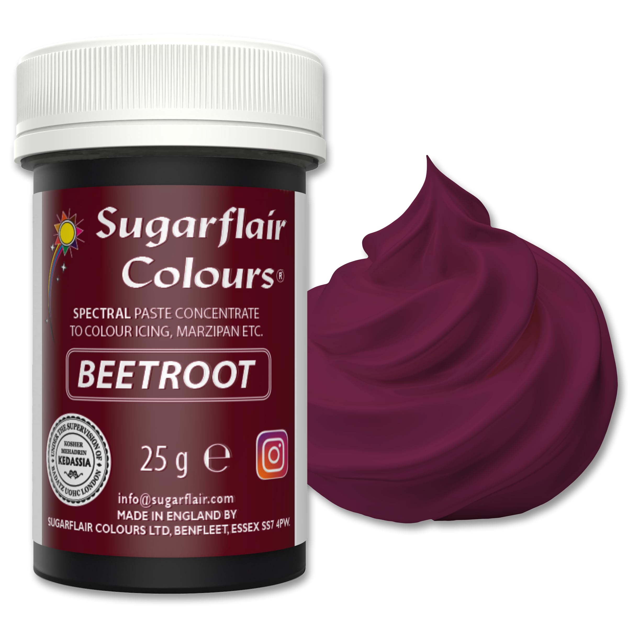 Sugarflair Food Colouring Paste Beetroot, Spectral Highly Concentrated Food Colouring for Buttercream, Sugar Paste, Royal Icing, Cake Decorations and More! Vibrant Colour Food Dye! - 25g