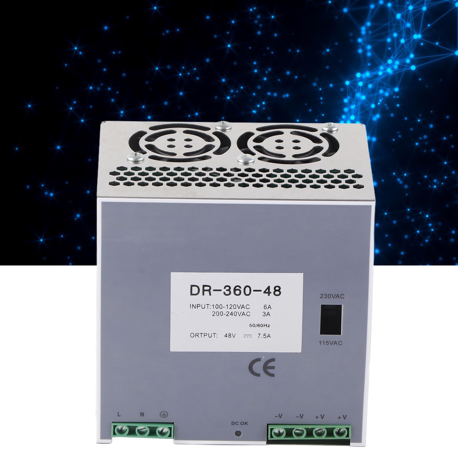 360W AC to DC Power Supply Converter, DIN Rail Mount, for