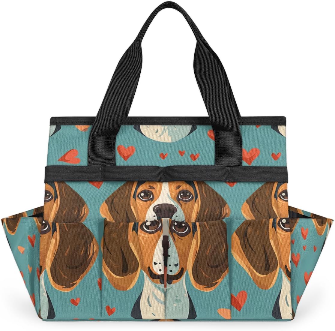 Beagle Dog Heart Heavy Duty Garden Tool Bag with 10 Pockets