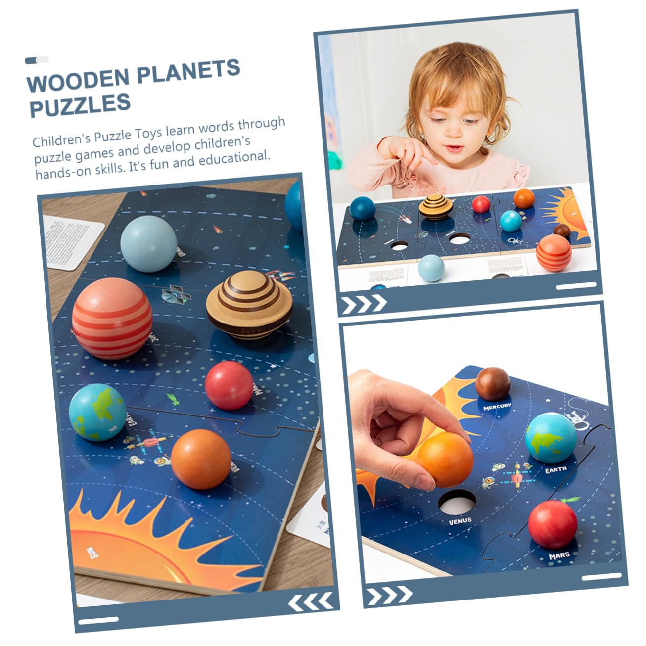 Rompecabezas del Sistema Solar de Madera 1 Set para Niños