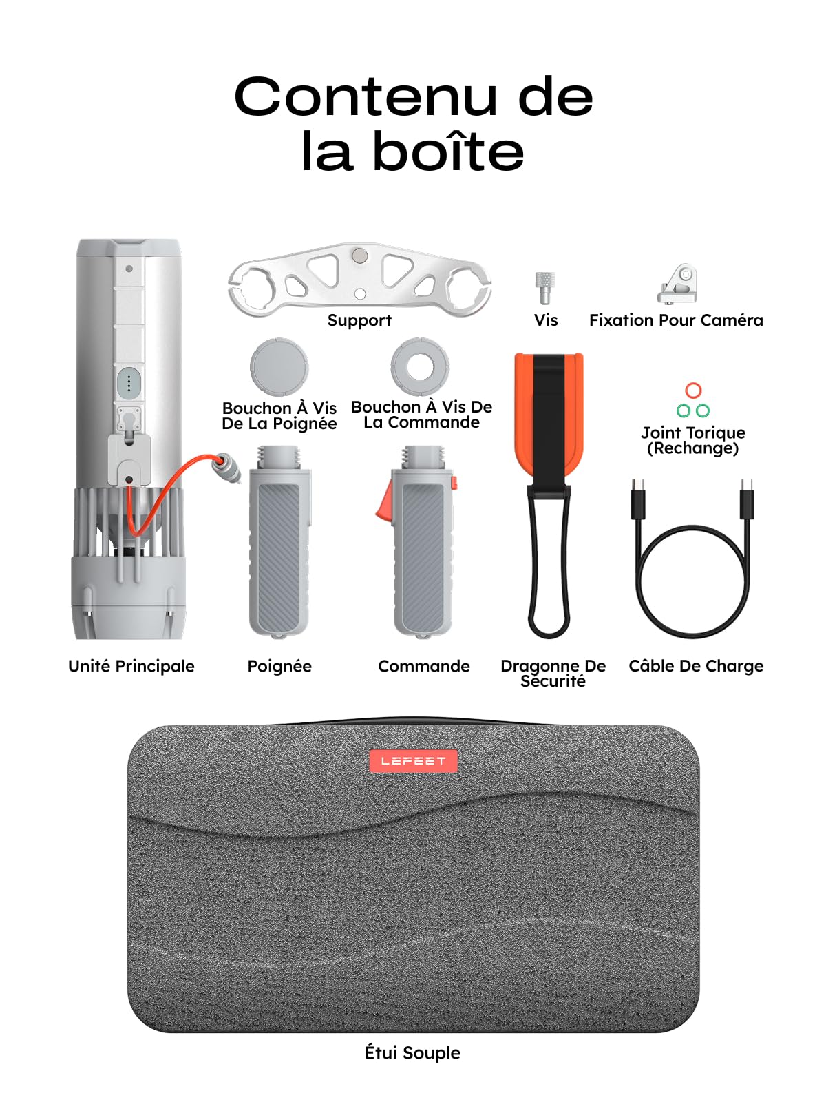 LEFEET P1 Lite Scooter sous-Marin, Propulseur Aquatique Portable 4 Vitesses, Autonomie 60 Min, Profondeur 60m avec Support Caméra