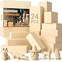 Basswood Carving Blocks 24PCS: Whittling Wood Blocks Wood Carving Kit with 3 Different Sizes - Soft Woodworking Blanks for Crafts Beginners Kids Adults