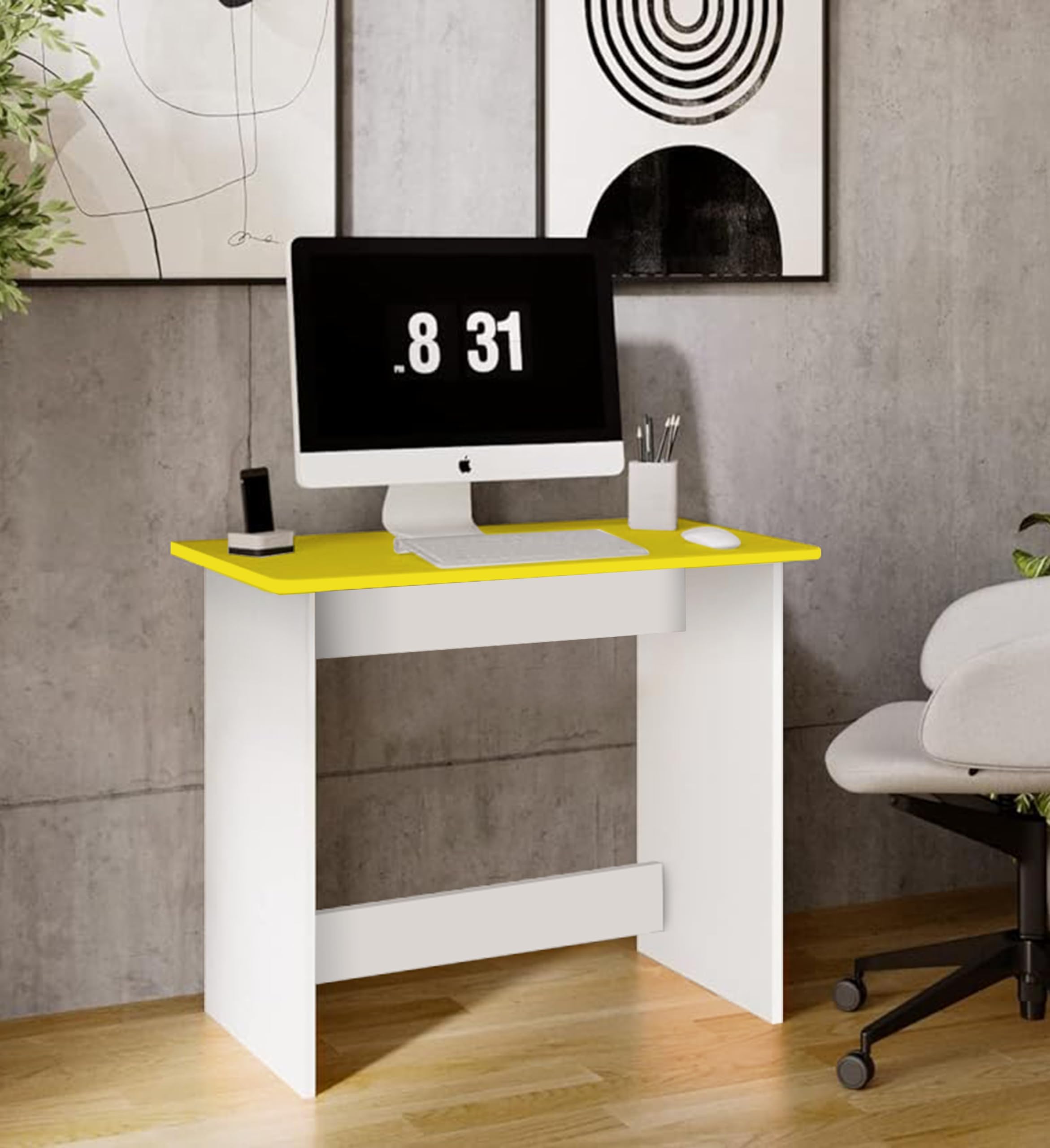 Torche Study Table For Adults, Study Table For Students, Computer Table, Office Table,Home Office Writing Study Desk, Ideal For Work From Home, Easy Installation (Yellow, Laminated)
