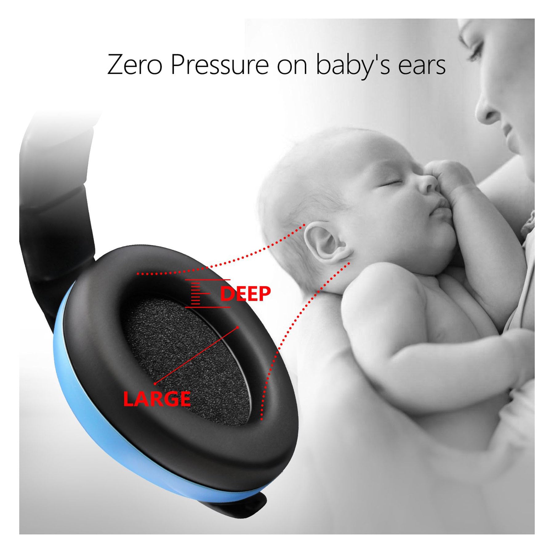 Baby Noise Cancelling Headphones - Kids Ear Muffs for Airplane, Travel, Sleep, Loud Environments - Infant & Toddler Ear Protection, Comfortable Noise Reduction Ear Muffs (BLUE) 4