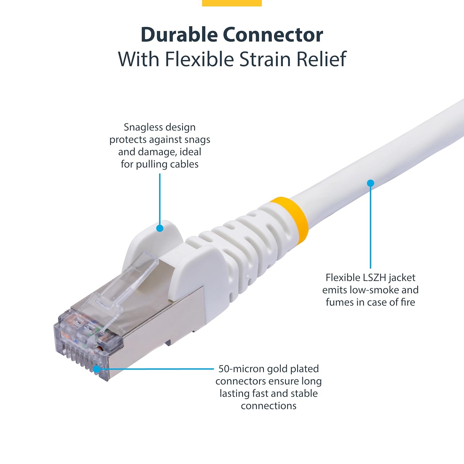 StarTech.com 10ft White CAT8 Ethernet Cable, Snagless RJ45, 25G/40G, 2000MHz, 100W PoE++, S/FTP, 26AWG Bare Copper Wire, LSZH