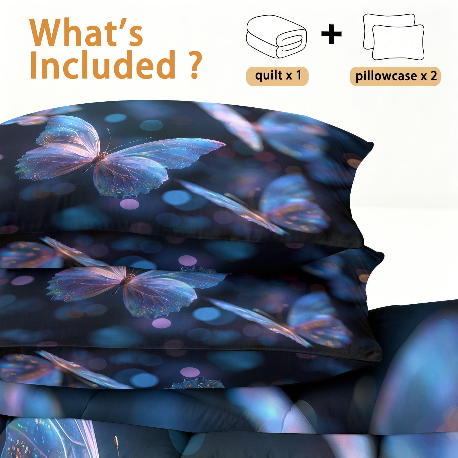 Edredón doble sin funda de edredón de 4,5 tog, edredón de verano con estampado de fantasía de insectos con funda de almohada a juego, mariposa brillante de ensueño, manta de verano ligera, lavable a