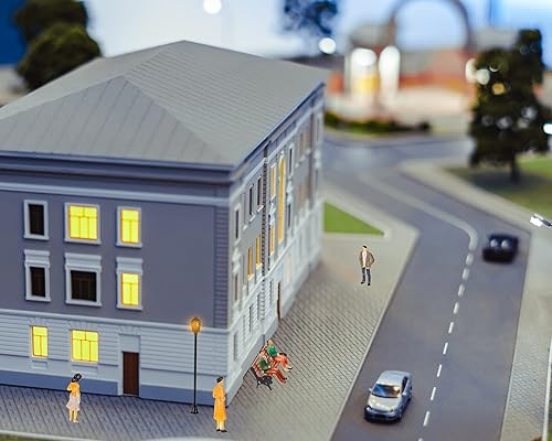 Miniatura 4 de 64 piezas de trenes de paisaje de ferrocarril arquitectónico a escala 1 50 figuras pintadas que incluyen personas en miniatura mini coches lámpara