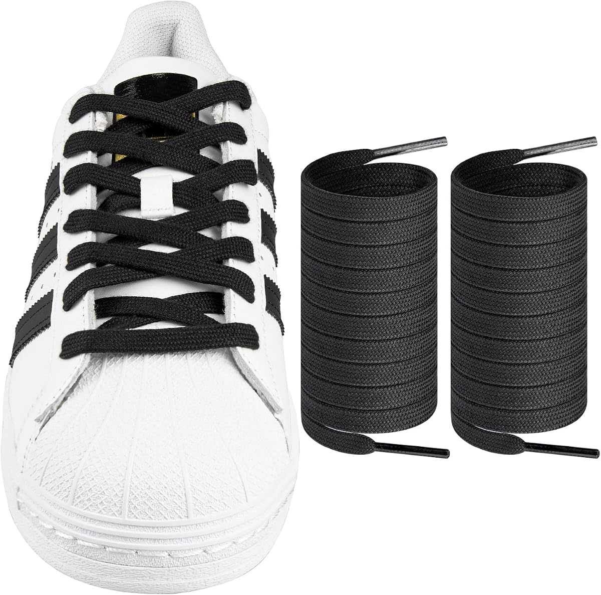 Endoto Shoe Laces for Adidas Superstar Replacement Shoelaces Strings | 8MM Flat Laces | Material: Polyester