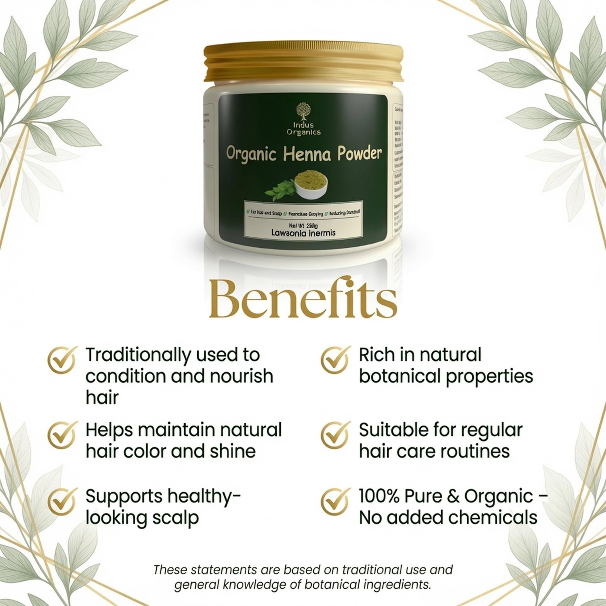 Indus Organics Henna Powder for Hair 250 gm | Mehndi | Fights Premature Greying & Long Lasting Henna | Natural Hair Dye |