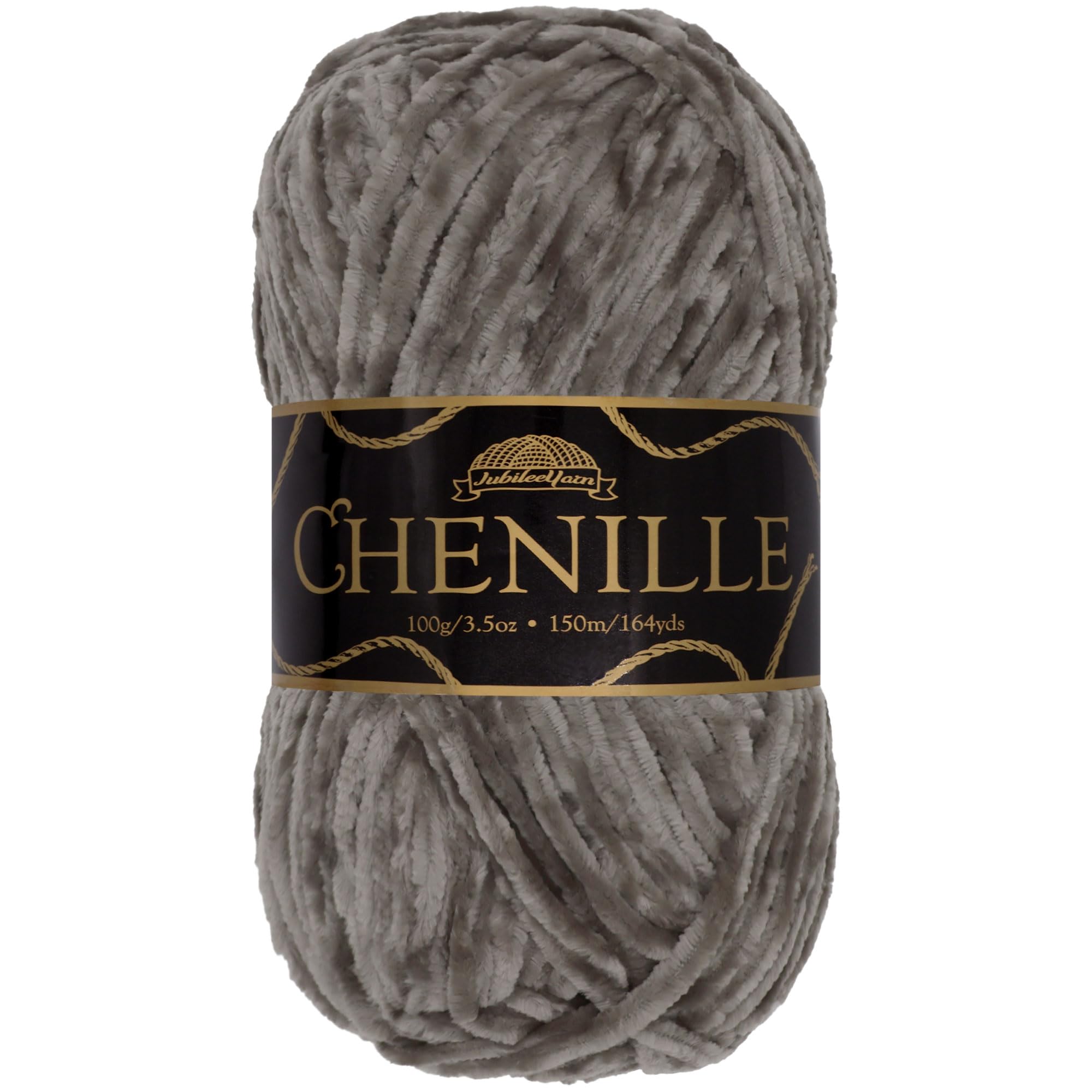 JubileeYarn Chenille Yarn - Worsted Weight - 100g/Skein - Nimbus - Medium Grey Velvet - Crochet and Knitting Yarn - 1 Skein