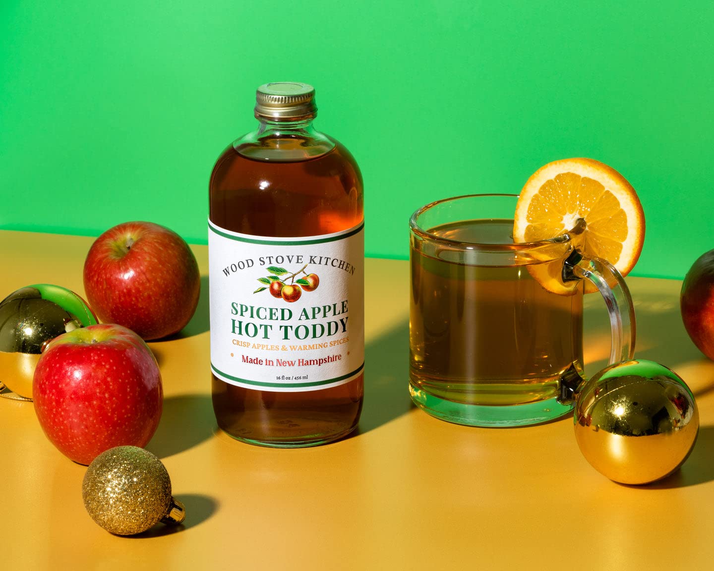 Wood Stove Kitchen - Spiced Apple Hot Toddy Mix | Cocktail & Mocktail Mixer - Natural Craft Syrup with Tasty Flavors - Concentrated & Alcohol Free - Aromatic, Cinnamon, 16 oz.